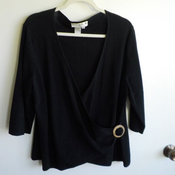 Joseph A. Sweater - Size 1X - Black - Crossover - 3/4 Sleeve - - Picture 1 of 4